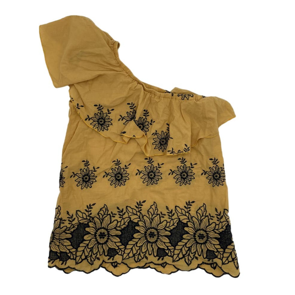 Renee C. One Shoulder Sunflower Blouse